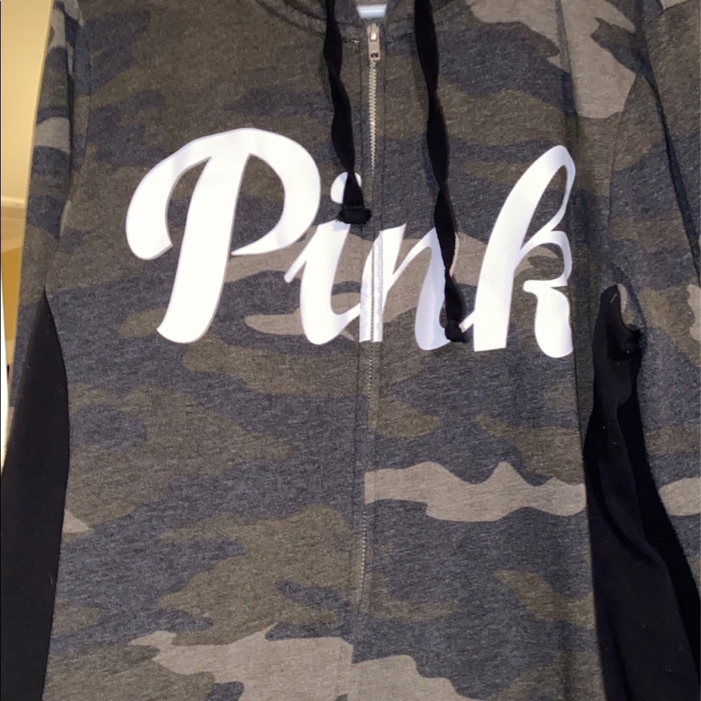 Pink Victoria’s Secret camo zip up hoodie